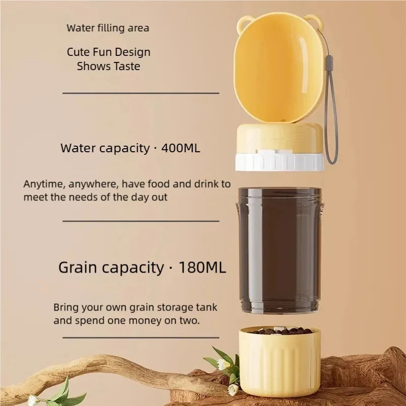 PawCuraix™ 2-in-1 Portable Pet Feeder & Water Bottle (Bear Edition)