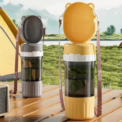 PawCuraix™ 2-in-1 Portable Pet Feeder & Water Bottle (Bear Edition)